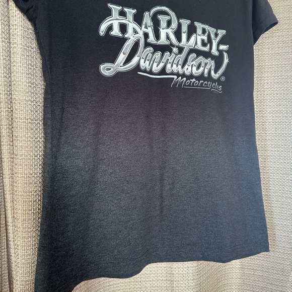 Harley-Davidson Women's Black and Gray V-Neck Tee - Picture 6 of 7